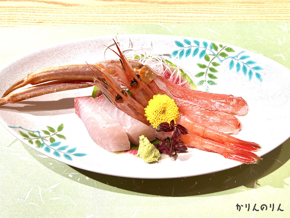 芦原温泉清風荘の蟹プランのお刺身