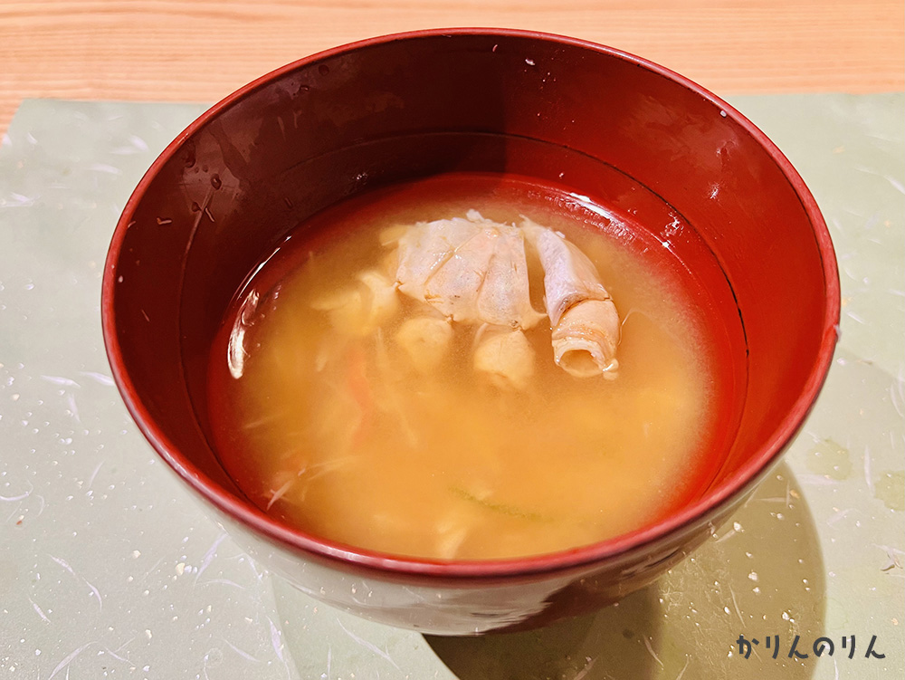 芦原温泉清風荘の蟹プランの味噌汁