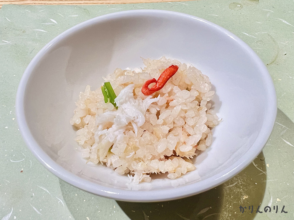 芦原温泉清風荘の蟹プランの炊き込みご飯